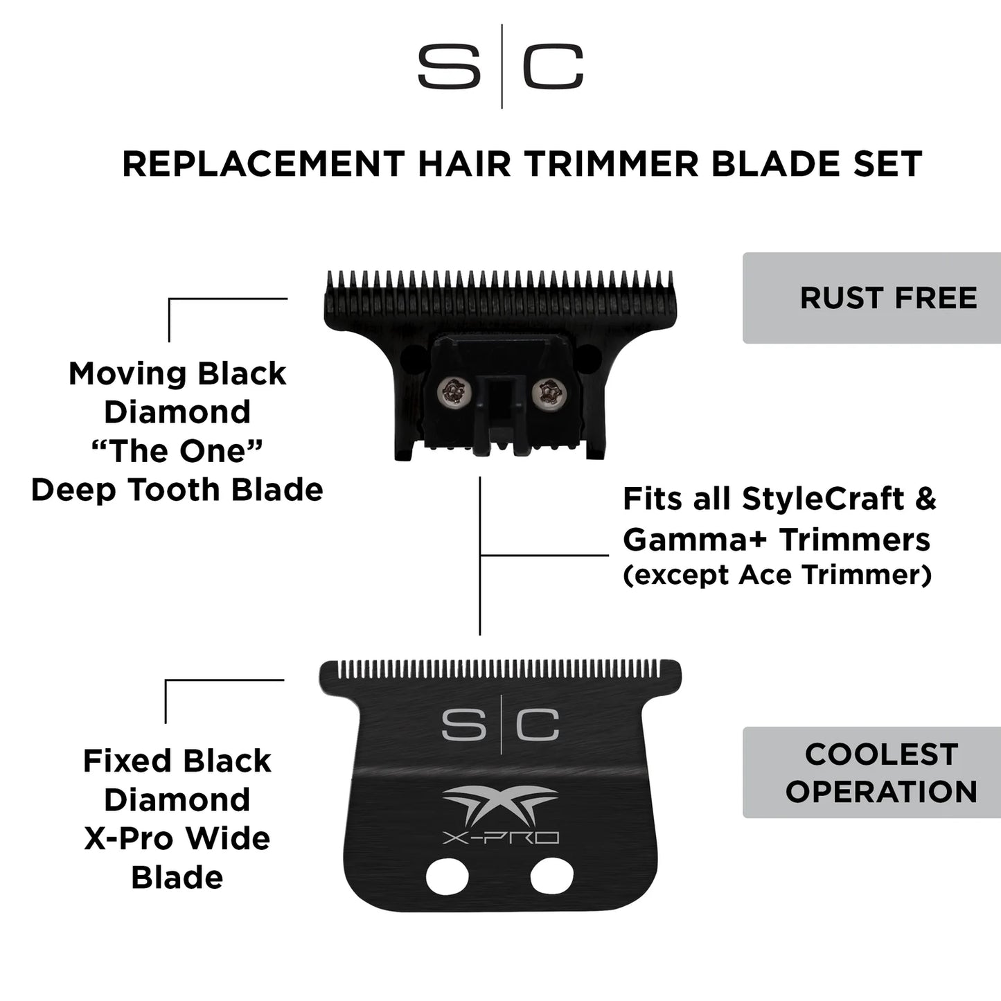 StyleCraft Fixed Black Diamond X-Pro Wide Blade with Black Diamond “The One” Cutter