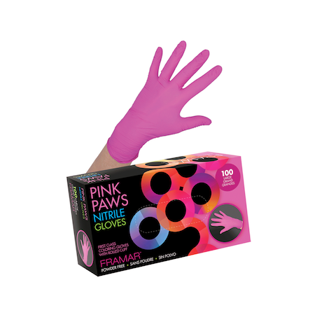 Framar Pink Paws Disposable Nitrile Gloves